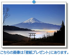 山梨県 河口湖浅間神社 遥拝所の鳥居と富士山と星空（天空の鳥居）｜こちらの画像は「壁紙プレゼント」にあります。