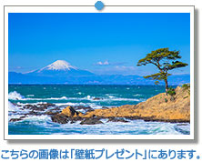 神奈川県　立石公園と富士山｜こちらの画像は「壁紙プレゼント」にあります。