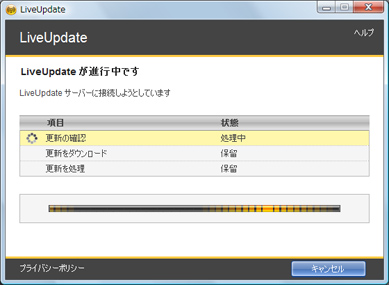 LiveUpdate中の画面