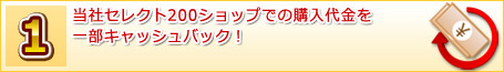 当社セレクト150ショップでの購入代金を一部キャッシュバック!