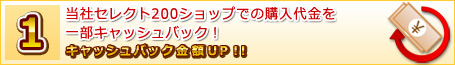 当社セレクト150ショップでの購入代金を一部キャッシュバック!キャッシュバック金額UP!!