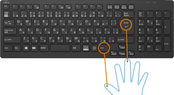 Ctrlを押しながらEnterを押しているイメージ