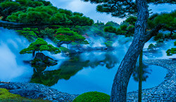 島根県 霧漂う庭園