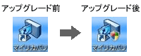 アッブグレードによるマイリカバリのアイコンの違い
