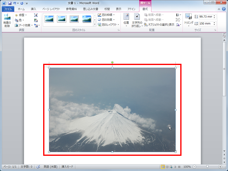 Word文書中に写真が貼り付けられている画面イメージ