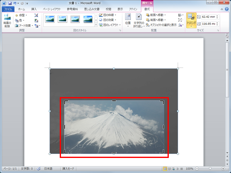 写真の不要な部分を隠している画面イメージ