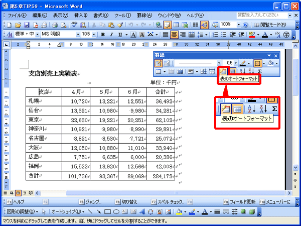 ワード 表を見栄えよくデザインする Fmvサポート 富士通パソコン